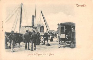 Trouville France Loading Steamer for Departure Vintage Postcard AA32508