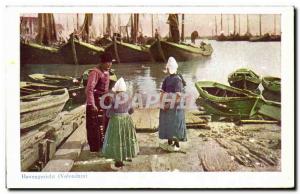 Old Postcard Netherlands Havengezicht Volendam Folklore Costume