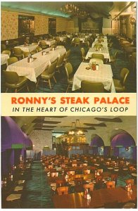 Ronny's Steak Place Chicago vintage postcard