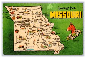 Postcard MO Greetings From Missouri Continental View Map Card 