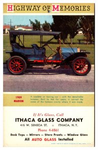 VTG Ithaca Glass Company Advertising, Old Car -1909 Marion, Postcard