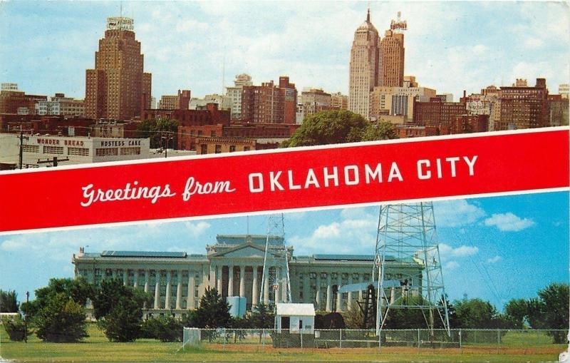 Oklahoma City~Banner Greetings~Skyline~Wonder Bread~Hostess Cake~Capital~1972 PC 