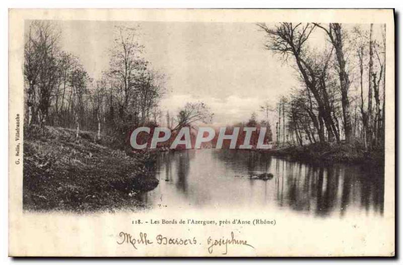 Old Postcard The Banks of the Azergues near Anse Rhone