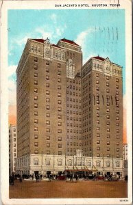 View of San Jacinto Hotel, Houston TX c1927 Vintage Postcard Q48