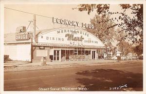 Richland WA Economy Drug Store Merchandise Mart Dining Shopping RPPC Postcard