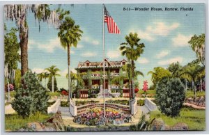 Bartow Florida~Air View Garden @ Wonder House~Vintage Linen Postcard
