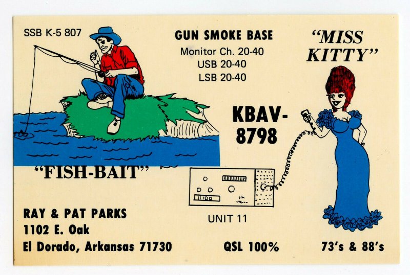 Nice Used QSL Radio Card From El Dorado Arkansas KBAV-8798