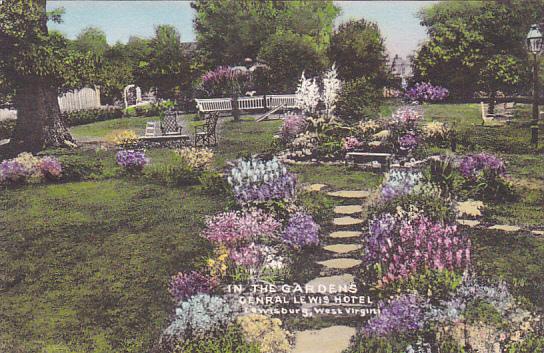 West Virginia Lewisburg The Gardens General Lewis Hotel Handcolored Albertype