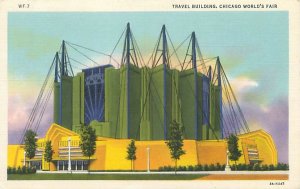 1933 Chicago World's Fair Travel Building Linen Postcard Unused