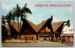 Seattle Worlds Fair 1962~Hawaiian Pavilion Bldg Exterior View~Vintage Postcard