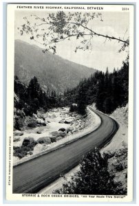 Feather River Highway California Between Storrie & Rock Creek Bridges Postcard