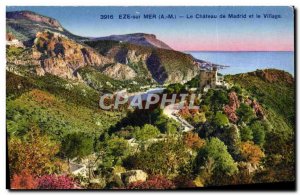 Old Postcard Eze Sur Mer Chateau de Madrid and the Village