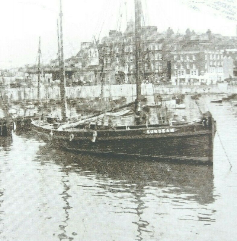 Man with Children Fishing From Harbour Steps Margate Kent Antique Postcard 1921