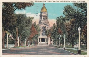 CHEYENNE, Wyoming, PU-1940; State Capitol Building from Capitol Avenue