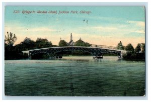 1913 Bridge To Wood Island Jackson Park Chicago Illinois IL Antique Postcard