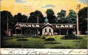 Postcard Entrance to Silver Lake in Akron, Ohio~133439