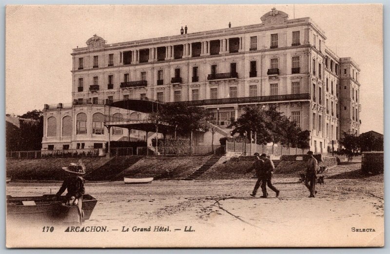 Vtg France Arcachon Le Grand Hotel Richelieu 1910s Old View Postcard