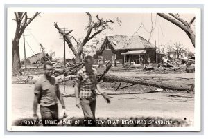 1955 Udall Kansas Tornado Disaster RPPC Postcard Grant's Home Remained Standing