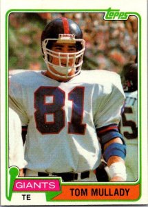 1981 Topps Football Card Tom Mullady New York Giants sk10283