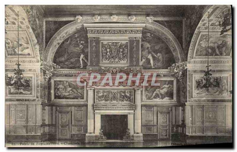 Postcard Old Palace of Fontainebleau Fireplace Henry II