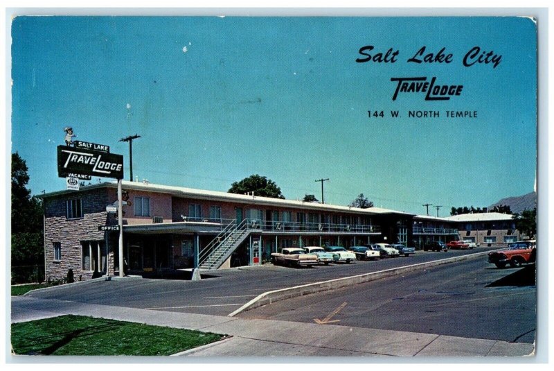 1959 Salt Lake City Travel Lodge North Temple Cars Roadside Utah UT Postcard