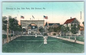 OLD ORCHARD, Maine ME ~ Handcolored SEA SIDE PARK Entrance 1907  Postcard