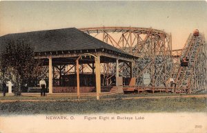 J68/ Buckeye Lake Newark Ohio Postcard c1910 Figure Eight Roller Coaster 263