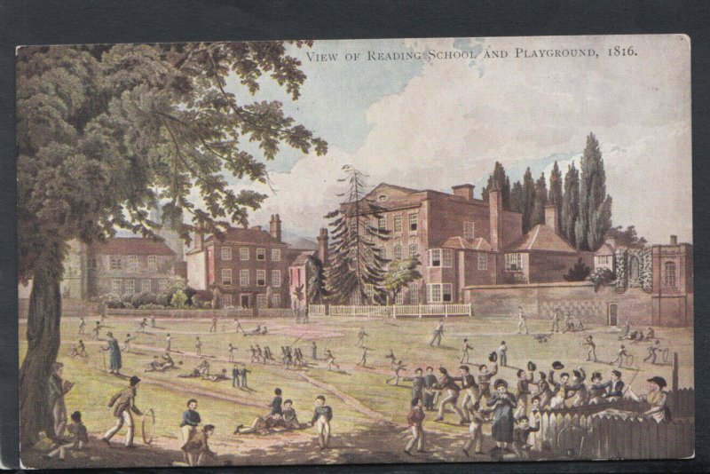 Berkshire Postcard - View of Reading School & Playground, 1816 -  RS14692