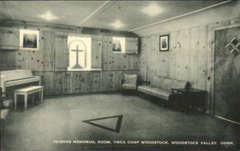 Woodstock Valley CT Thienes Memorial Room YMCA Camp Woodstock Postcard