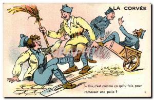 Old Postcard Illustrator Army Humor chore