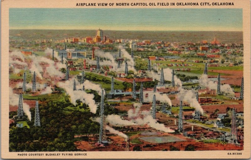 Airplane View of North Capitol Oil Field Oklahoma City OK Postcard PC531