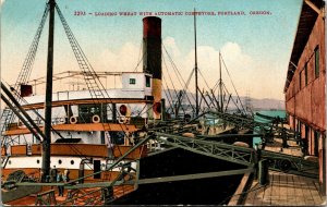 Vtg 1910s Loading Wheat with Automatic Conveyors Portland Oregon OR Postcard