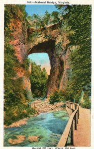 Vintage Postcard 1920's Natural Bridge Geological Form. Rockbridge Co. Virginia