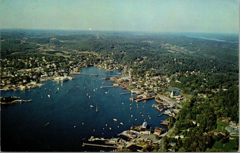 Vtg Aerial View of Boothbay Harbor Maine ME Postcard