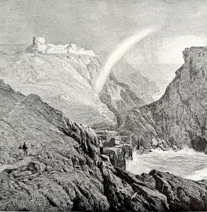 The Ruins Of King Arthur's Castle Print Victorian 1894 Mythological Art DWT2