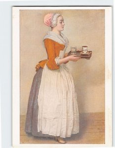 Postcard The Chocolate Girl By Jean E. Liotard, Gemäldegalerie, Dresden, Germany
