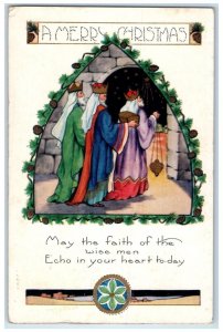 1923 Christmas Religious Pinecone Embossed Tillamook Oregon OR Vintage Postcard