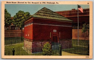Vtg Pittsburgh Pennsylvania PA Block House 1940s View Old Linen Card Postcard