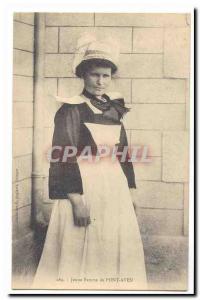 Old Postcard Young woman Pont Aven (Brittany)