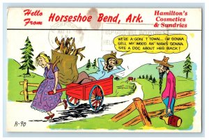 Horseshoe Bend Arkansas AR, Hicks Hillbillies Comic Humor Vintage Postcard