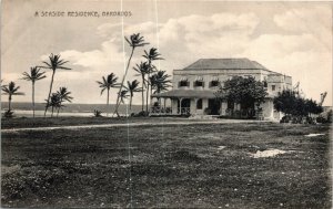 Postcard Barbados A Seaside Residence Palm Trees ~1910 M48