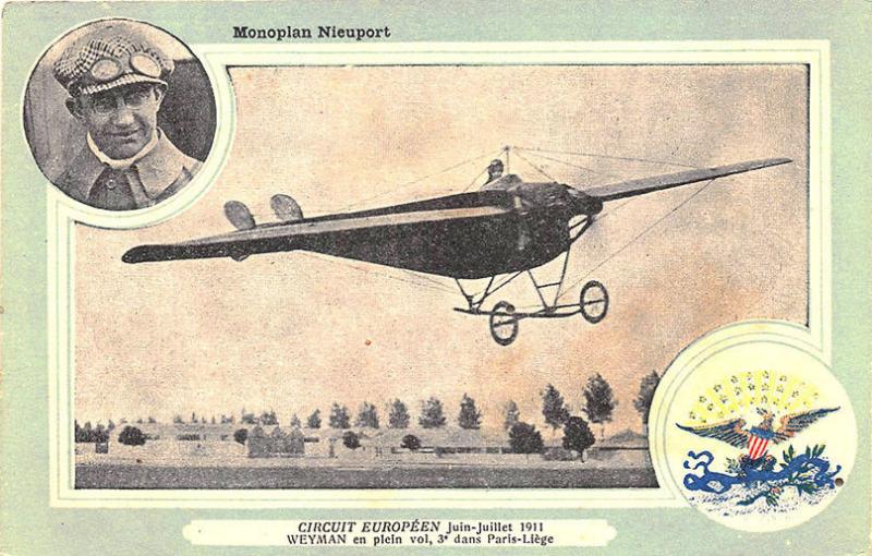 Monoplane Nieuport Circuit Europeen June July 1911 Postcard