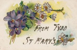 Greetings From TYDD ST MARY LINCOLNSHIRE REAL GLITTER Sparkle Antique Postcard