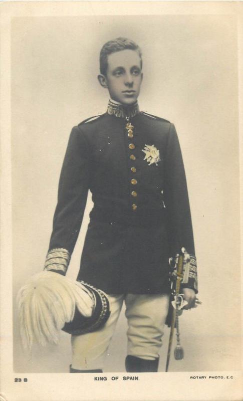 King of Slain Alfons Rotary Photo postcard royalty military uniform