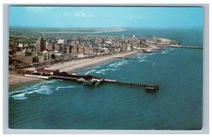 Atlantic City NJ Aerial View Wharf Pier Postcard Beach Chrome Playground