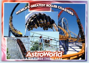 ASTROWORLD, Houston TX ~ Amusement Park ROLLER COASTERS  5x7~1999 Postcard