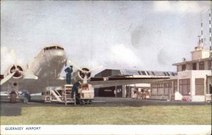 Guernsey England Airport Mechanics Airplane Vintage Postcard