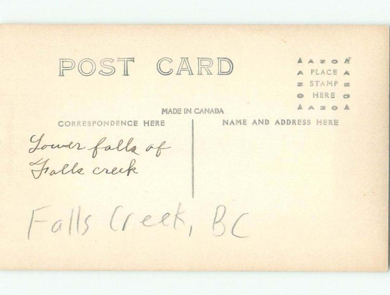 Pre-1918 rppc NICE VIEW Falls Creek In Keefers - Near Hope BC W1097