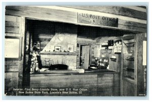 c1940's First Berry Lincoln Store Interior U.S Post Office New Salem IL Postcard 