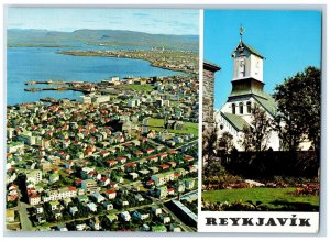 Reykjavik Iceland Postcard Aerial View of Reykjavik Lutheran Cathedral 1974